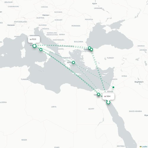 Mapa lotu bezpośredniego Szarm el-Szejk – Rzym