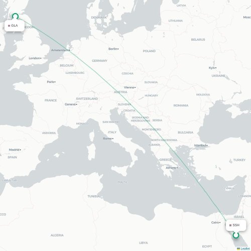 Mapa de vuelo directo Sharm el-Sheij - Glasgow
