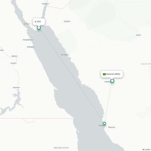 Mapa de vuelo directo Sharm el-Sheij - Medina