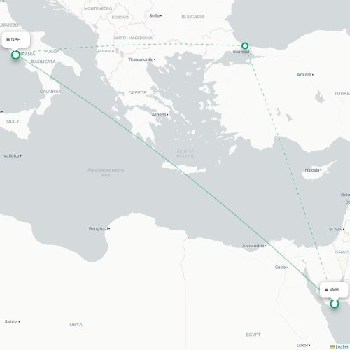 Mapa lotu bezpośredniego Szarm el-Szejk – Neapol
