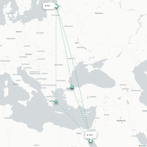Sharm El-Sheikh - Riga karta över direktflyg
