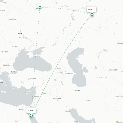 Mapa de vuelo directo Sharm el-Sheij - Ufá