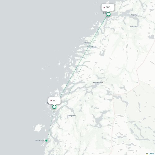 Mapa de vuelo directo Sandnessjøen - Bodø
