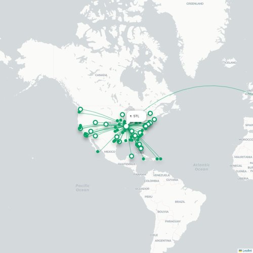 Mapa lotu bezpośredniego Saint Louis – Savannah