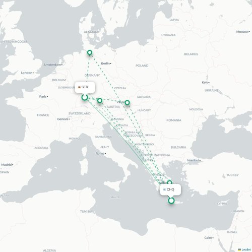 Mapa de vuelo directo Stuttgart - La Canea