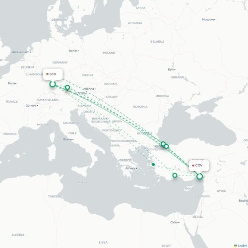 Mapa de vuelo directo Stuttgart - Tarso