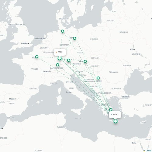 Mapa de vuelo directo Stuttgart - Heraclión