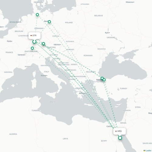 Mapa lotu bezpośredniego Stuttgart – Hurghada