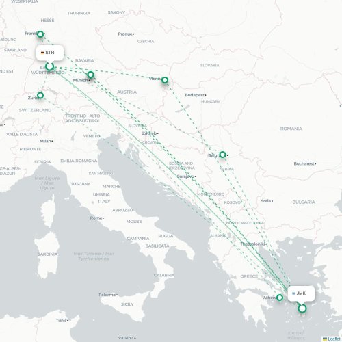 Stuttgart - Mykonos carte du vol direct
