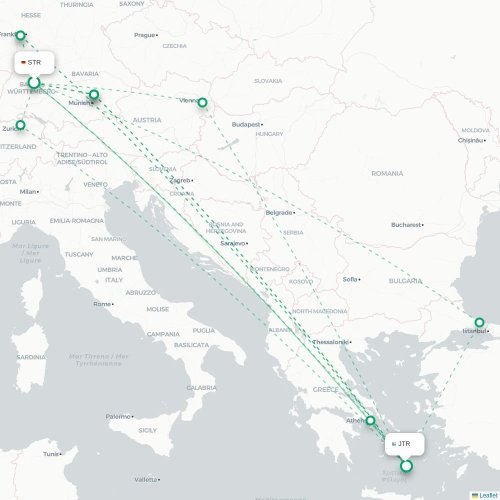 Mapa de vuelo directo Stuttgart - Fira