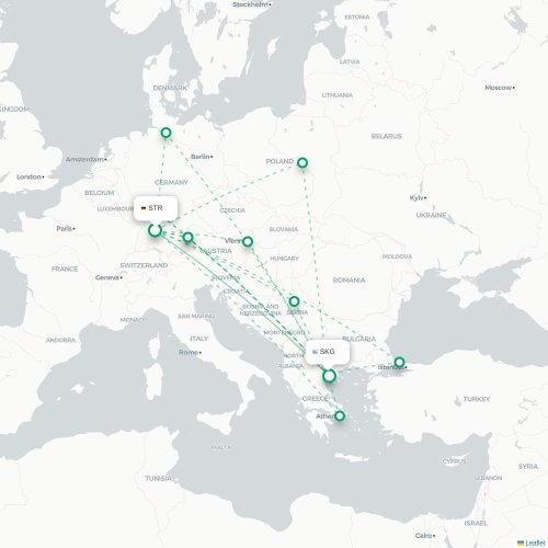 Mapa de vuelo directo Stuttgart - Salónica