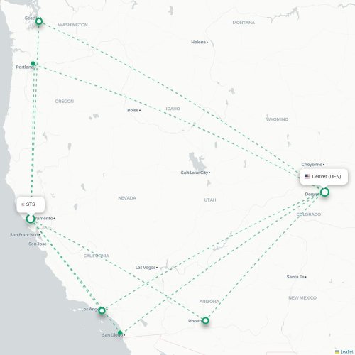 Mapa de vuelo directo Santa Rosa - Denver