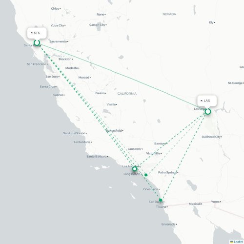 Mapa lotu bezpośredniego Santa Rosa – Las Vegas