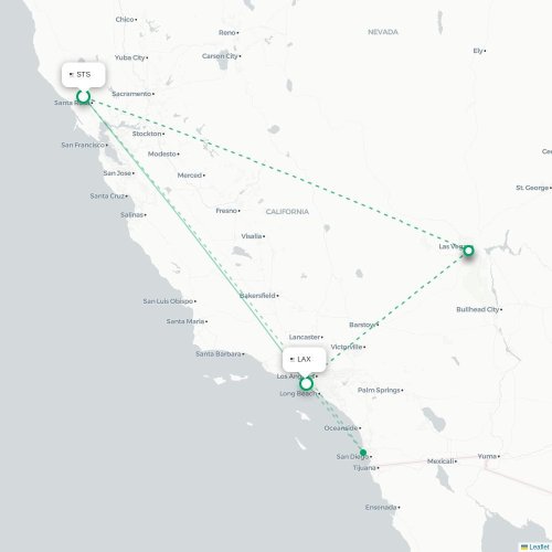Mapa lotu bezpośredniego Santa Rosa – Los Angeles