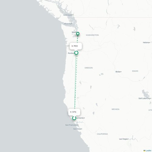 Mapa lotu bezpośredniego Santa Rosa – Portland