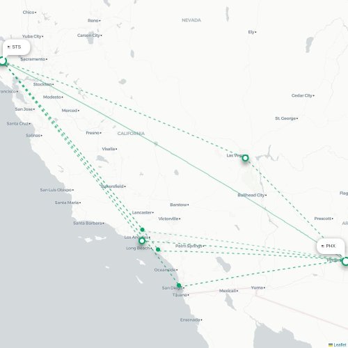 Mapa lotu bezpośredniego Santa Rosa – Phoenix