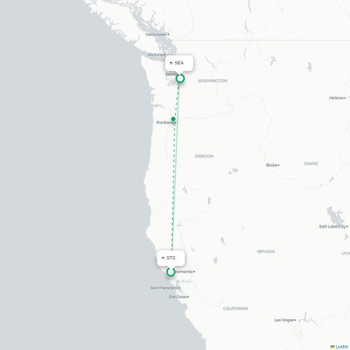 Mapa lotu bezpośredniego Santa Rosa – Seattle