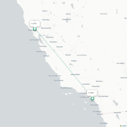 Mapa lotu bezpośredniego Santa Rosa – Santa Ana