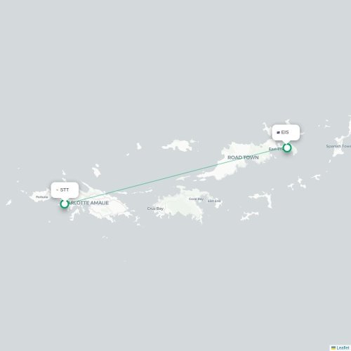 Mapa de vuelo directo Saint Thomas Island - Road Town