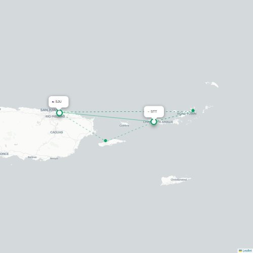 Mapa de vuelo directo Saint Thomas Island - San Juan