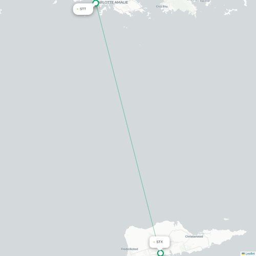 Mapa de vuelo directo Saint Thomas Island - Christiansted