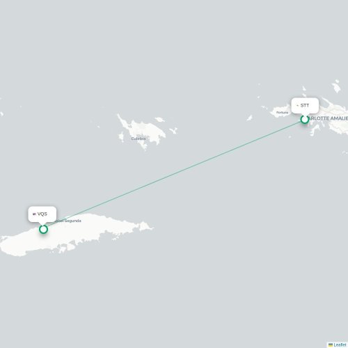 Mapa de vuelo directo Saint Thomas Island - Vieques