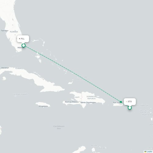 Mapa de vuelo directo Christiansted - Fort Lauderdale
