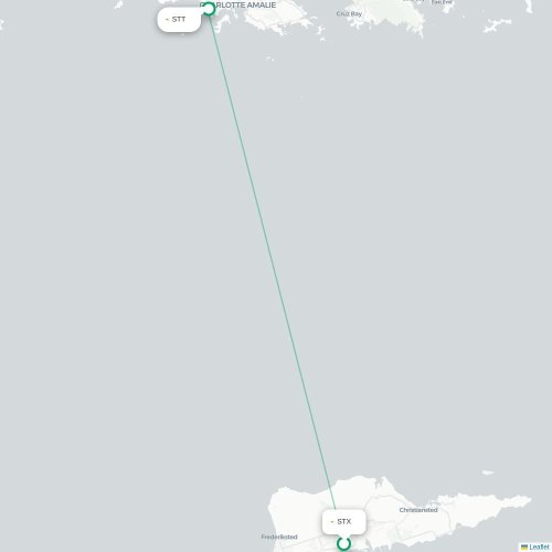 Mapa de vuelo directo Christiansted - Saint Thomas Island