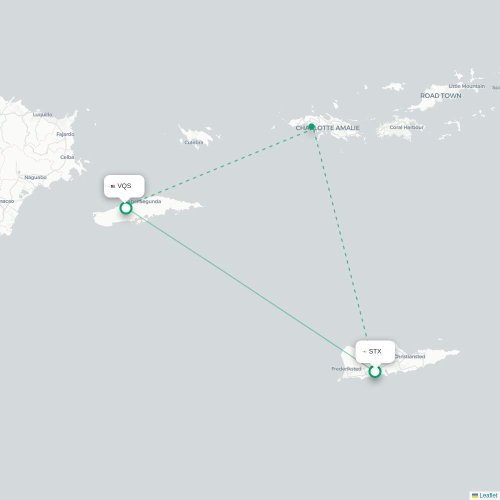 Mapa de vuelo directo Christiansted - Vieques