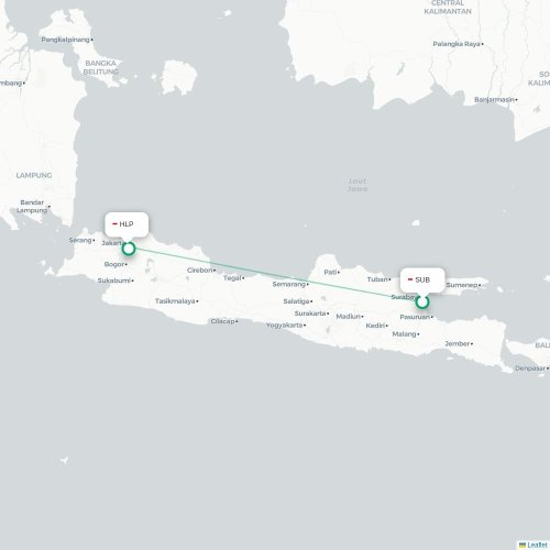 Mapa lotu bezpośredniego Surabaja – Dżakarta