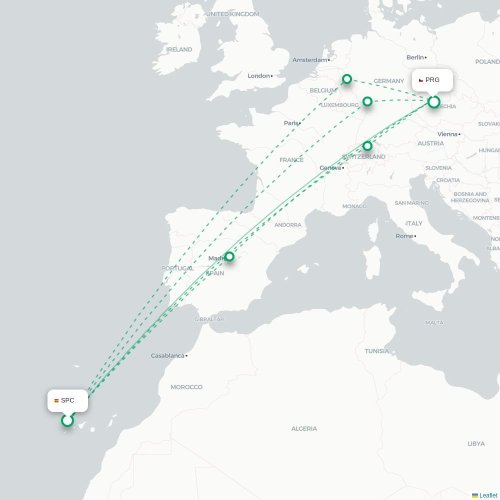 Mapa lotu bezpośredniego Lamezia Terme – Praga