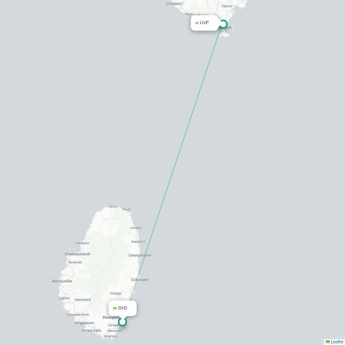 Mapa de vuelo directo Kingstown - Castries