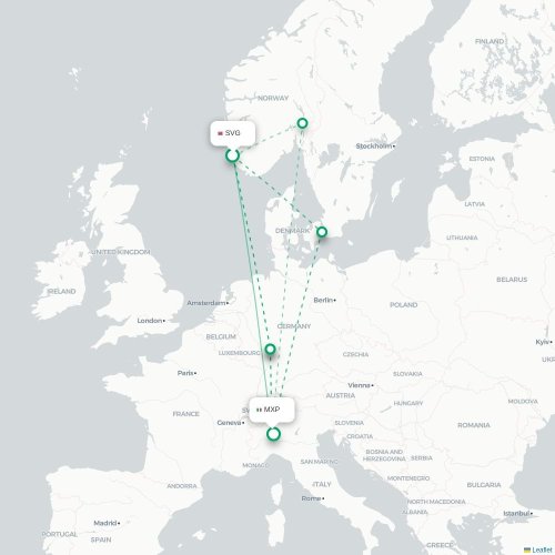 Stavanger - Milan carte du vol direct