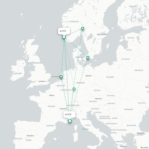 Stavanger - Nice carte du vol direct