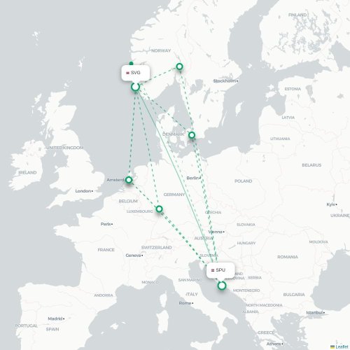Stavanger - Split carte du vol direct