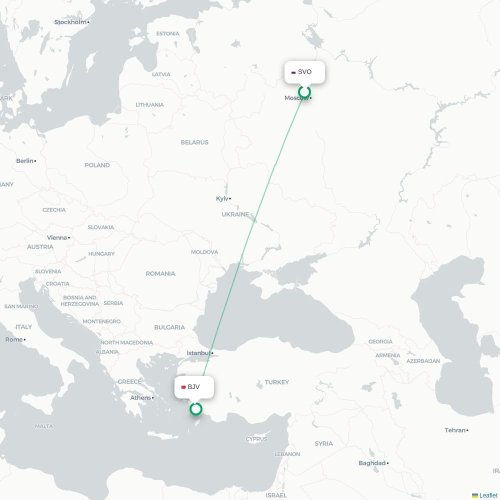 Mapa de vuelo directo Moscú - Bodrum