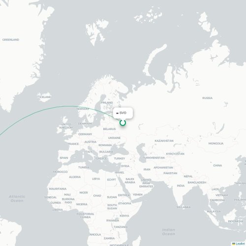 Mapa lotu bezpośredniego Moskwa – Cayo Coco
