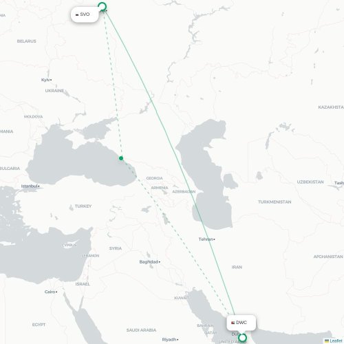 Mapa de vuelo directo Moscú - Dubái