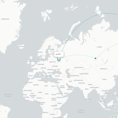 Mapa lotu bezpośredniego Moskwa – Anadyr