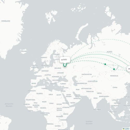 Mapa lotu bezpośredniego Moskwa – Chabarowsk