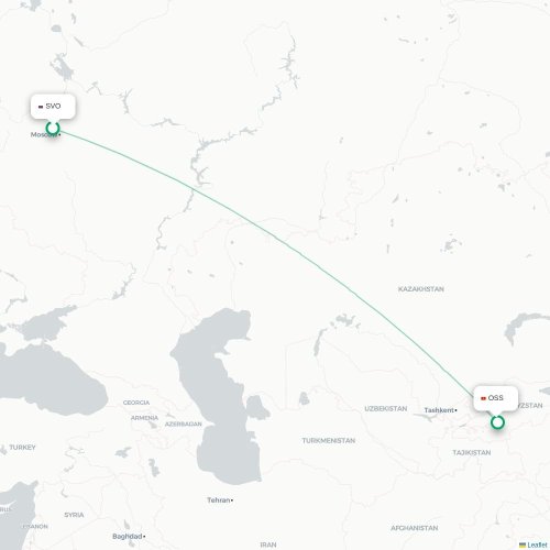 Mapa lotu bezpośredniego Moskwa – Osz