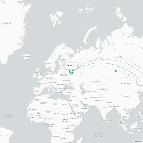 Mapa lotu bezpośredniego Moskwa – Władywostok