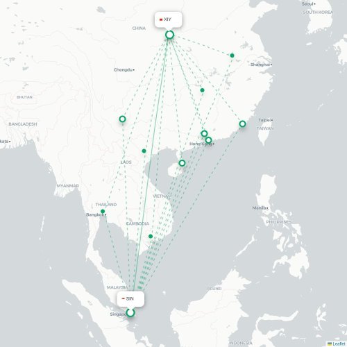 Mapa lotu bezpośredniego Moskwa – Xi'an
