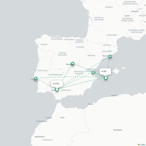 Séville - Ibiza carte du vol direct