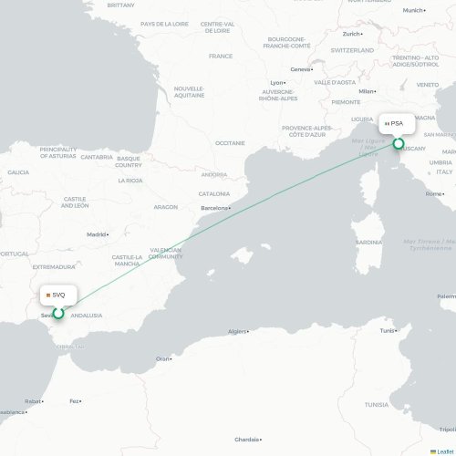 Séville - Pise carte du vol direct