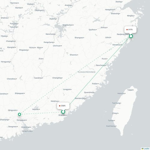 Jieyang - Taizhou carte du vol direct