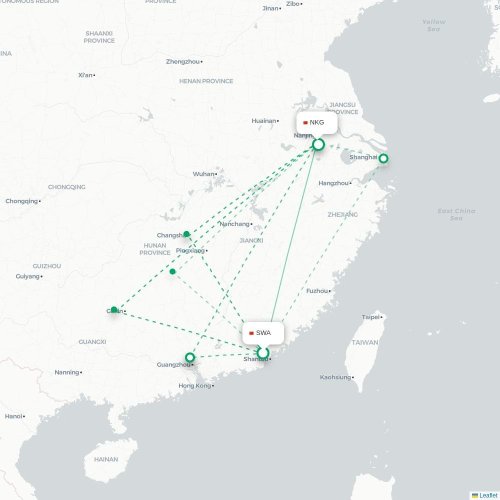 Jieyang - Nanjing carte du vol direct