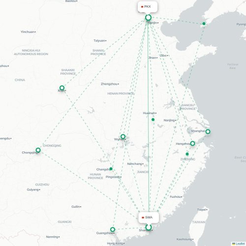 Jieyang - Pékin carte du vol direct