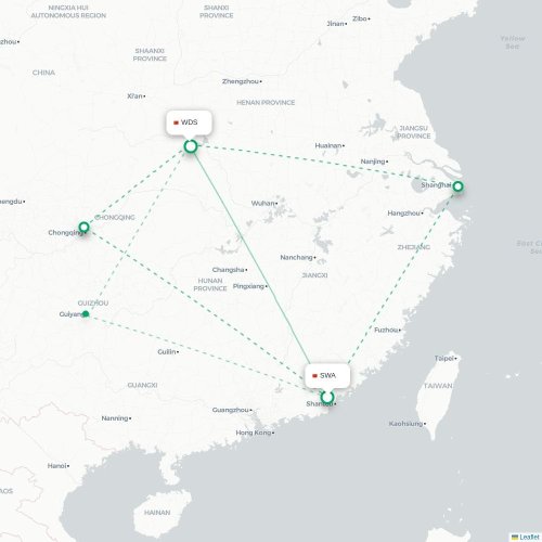Jieyang - Shiyan carte du vol direct