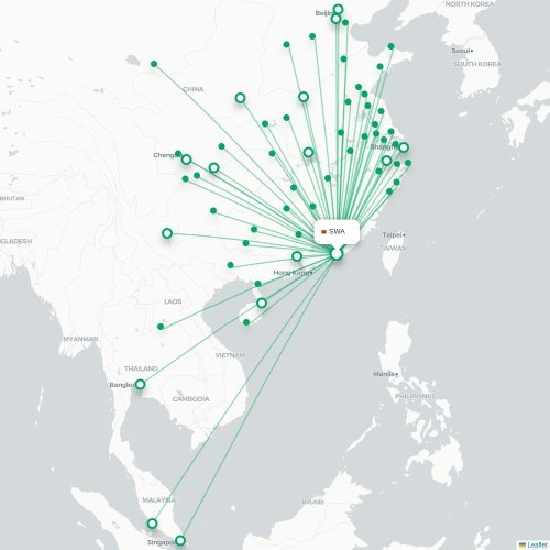 SWA routes and destination map